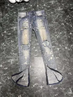 mnml ダメージデニム　クラッシュペンキデニムパンツ ミニマル　ジーンズ　28