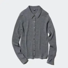 ユニクロ　メリノ　リブポロカーディガン L