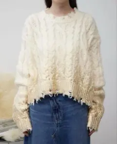 【AZUL BY MOUSSY】ニット セーター ダメージ箔グラデーションニット