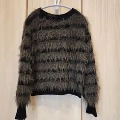 美品☆YECCA 　VECCAシャギーニット ニットセーター 　ネイビーF