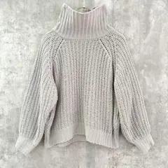 ✨美品✨ テチチテラス 【F】 ニット タートルネック セーター 鍵編み グレー