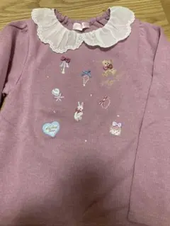 新品　パープル刺繍長袖カットソー