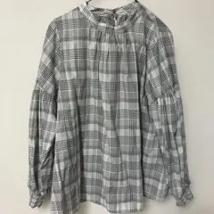 【M】グローバルワーク　袖ボリュームチェックブラウス