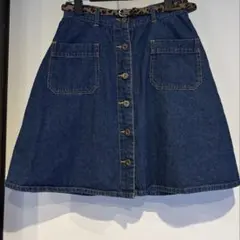 デニム ミニスカート レオパード柄ベルト付きのサムネイル
