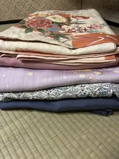 リメイク用 着物まとめ売り5点セット正絹含む 昭和レトロ 古布 ハンドメイド素材