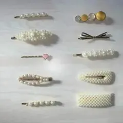 パール装飾のホワイトヘアピン10個セット
