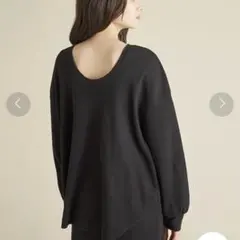 ミラオーウェン ワッフルトップス 無地 ブラック カットソー