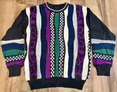ヴィンテージ 3D マルチカラー ストライプ ニット セーター