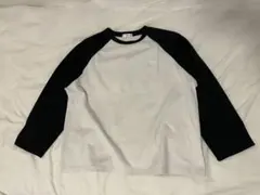 ホワイト/ブラック ラグランスリーブ Tシャツ