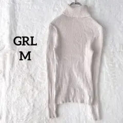 【グレイル】　ニット　タートルネック　リブ編み　　フィット　アイボリー　Mサイズ