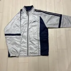 asics ナイロンジャケット シルバー/ネイビー