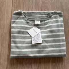 【新品】DAILY LINE ストライプ長袖カットソー 110 ミントグリーン