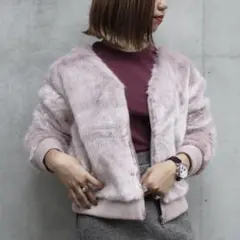 【新品】Ifuru イフル フェイクファー ノーカラー ショート丈 ブルゾン