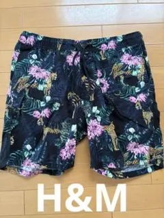 メンズレオパード 花柄 ショートパンツ ブラック系のサムネイル