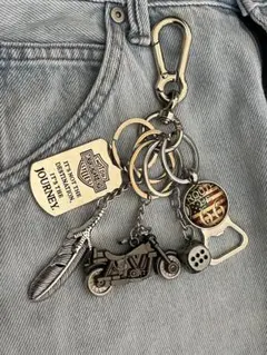 キーホルダー キーリング カラビナ シルバー アメカジ バイカー ストリート 羽