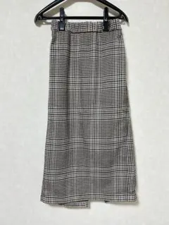 GU チェック柄 スリット入り タイトスカート Sサイズ