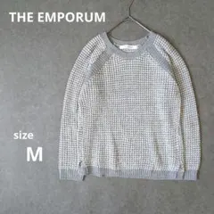 THE EMPORUM スリット入り　透かし編み ニット Mサイズ　グレー