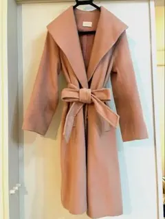 ピンク ロングコート ベルト付き