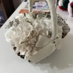 プリザーブドフラワーアレンジメント バスケット リングピロー 結婚式 披露宴 冬