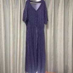 グローバルワーク マキシ丈ワンピース ドット M ブラック ロング 半袖