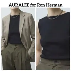 AURALEE 別注 ギザ ボートネック タンクトップ 洗える 黒 ノースリーブのサムネイル