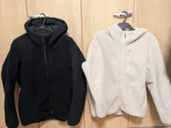 ユニクロ　防風ボアフリースパーカーブロックテック　ページュ　ブラック　セット販売