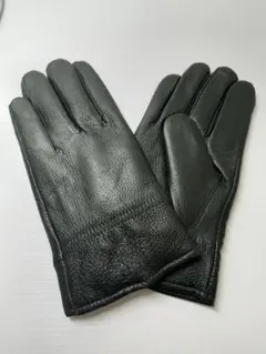 メンズ　レザー手袋 やぎ革　即発送　ブラック　ファー付き