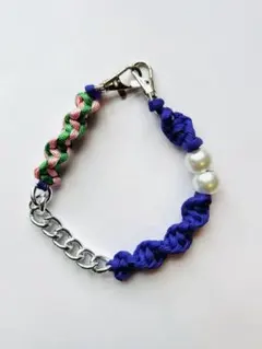 【パープル×チェーン】パラコード　スマホハンドストラップ　ストラップ