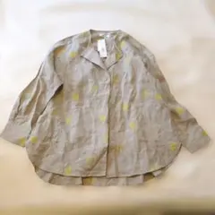 【nop de nod】新品♡長袖シャツ　刺繍　リネン100％　花柄　リーフ柄のサムネイル