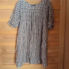 チェック柄 半袖チュニック Mサイズ
