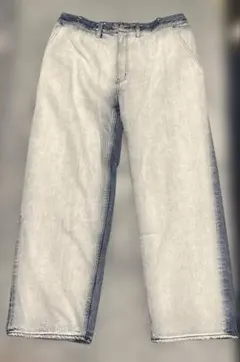 【AZUL】バイカラーデニムパンツ ワイドレッグ