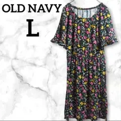 OLD NAVY【L】フラワープリント ワンピース 花柄 総柄 カラフル 春夏