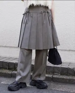 【値下げ中】wcloset グレー プリーツスカート リボン付き 未使用