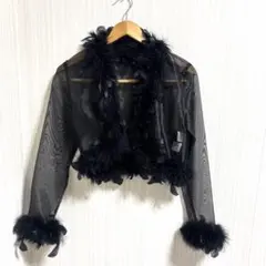 【高級】ヴァルサン リアルフェザー付き シアーボレロ ステージ・パーティー衣装