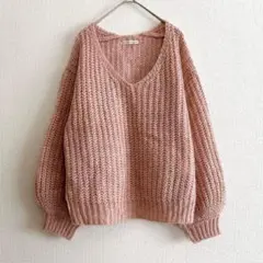 ナイスクラップ　ニット　セーター　ピンク　ウール混　可愛い　ふんわり　ガーリー