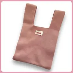 ニット ハンドバッグ 韓国 ピンク エコバッグ ミニバッグ 中古 無地