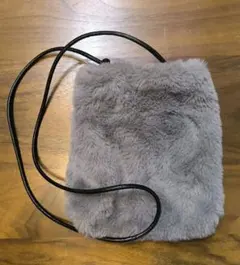 グレー ファー ショルダーバッグ ポーチ
