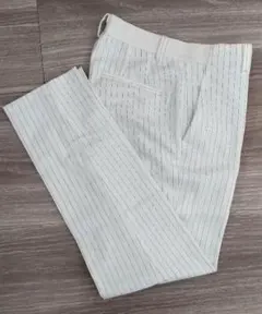 UNIQLO アンクルパンツ 白 ストライプ Sサイズ