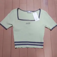 スクエアネックHEM LINE ニットトップス gyda ライムのサムネイル