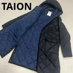 ●タイオン　キルティング　ダウン　ロングコート　フーディ　体温　ブラック　洗える