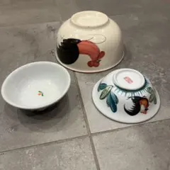 ベトナム食器鶏柄 飯碗 ＆豆皿2個セットのサムネイル