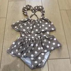 水着　ホワイトドットベージュ　120サイズ