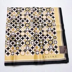 【新品未使用】CELINE セリーヌ 幾何学模様 ハンカチ ベージュ シール付き