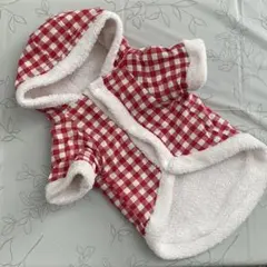 犬服 フード付き チェック柄