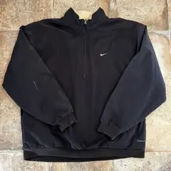90s ナイキ リバーシブル ハーフジップ フリース ジャケット M黒 刺繍