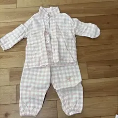 無印良品ピンクチェック ベビーパジャマ 80〜90cm