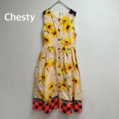 ✨ Chesty チェスティ フラワー柄 ノースリーブ ロングフレアワンピース