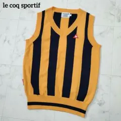 ルコックスポルティフ　ゴルフ　ニットベスト　Vネック　ストライプ　LLサイズ