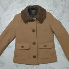 ベージュ ウール混合 ピーコート S