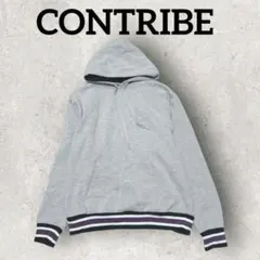 CONTRIBE メンズ フード付きトレーナー 裏起毛パーカー (M) グレー